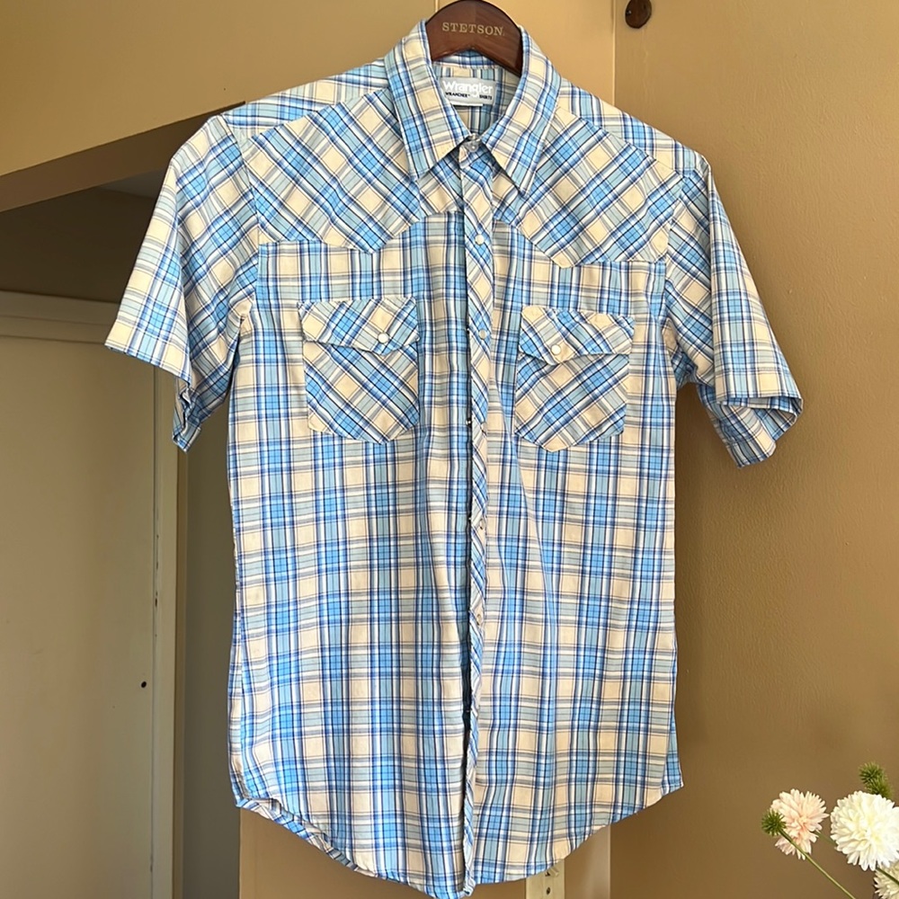 Men’s, Wrangler Wrancher Shirt, Short Sleeve, Snap Closure, Medium